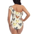 thumbnail image 5 of Sikiie Funny Chicken Print Women One Piece Swimsuits Tummy Control One Shoulder Bathing Suits Ruffle Swimwear, From S to XXL-Large, 5 of 6