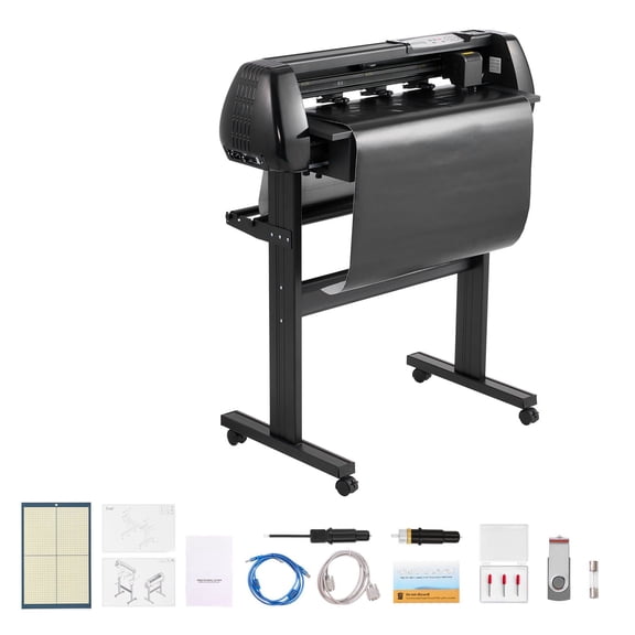 28" Vinyl Cutter with SignMaster Software, Dual Blades, Adjustable Force & Speed, LED Display for Windows/Mac