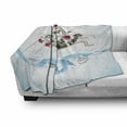 thumbnail image 3 of Nautical Soft Flannel Fleece Throw Blanket, Anchor with Roses Old Fashioned Tattoo Style Marine Shells on Swirling Waves, Cozy Plush for Indoor and Outdoor Use, 50" x 60", Pink and Blue, by Ambesonne, 3 of 6