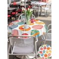 thumbnail image 4 of Outdoor Tablecloth with Umbrella Hole and Zipper, Easter Eggs Round Table Cloth 60 Inch Waterproof Tablecloth, Spring Colorful Striped Dots Bow Egg Watercolor Picnic Table Cover for Patio Camping, 4 of 7