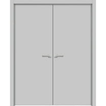 Solid French Double Doors 36 x 80 inches | Planum 0010 Matte Grey | Wood Solid Panel Frame Trims | Closet Bedroom Sturdy Doors