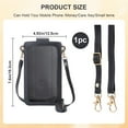 thumbnail image 2 of Bolso bandolera pequeño negro para mujer, bolso con pantalla táctil, cartera de cuero para teléfono móvil, 2 of 6