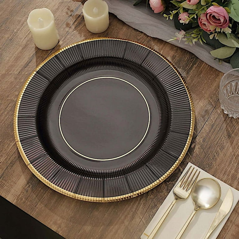 Creative Converting Black Paper Banquet Plates - 10.25 Inch Disposable Plates 24 Count