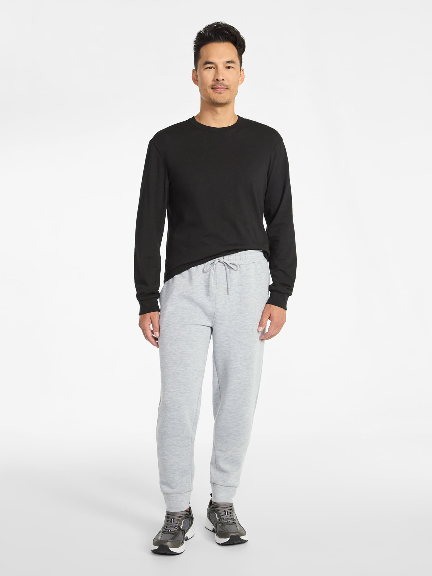 Athletic Works Men's and Big Men's Cotton Tee with Long Sleeves, Sizes S-3XL