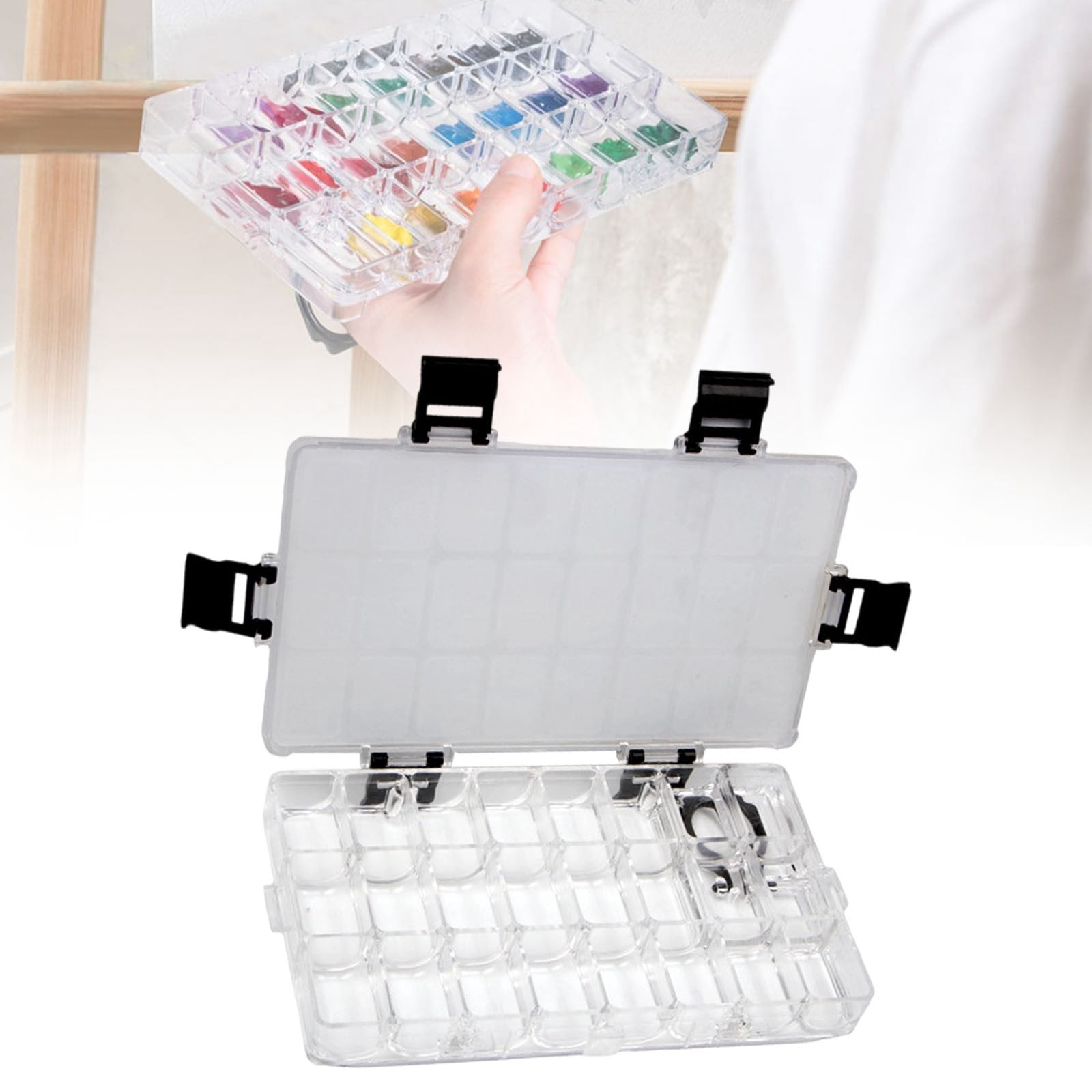 XKHZJL Watercolor Palette Box, Paint Palette Box Airtight Leak Proof Travel Palette Case for Watercolors Half Pans, Acrylic, Gouache and Oil Paint