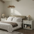 thumbnail image 3 of SICOTAS 26" W Farmhouse Nightstands Set of 2, Big nightstands with Drawer & Open Shelves, Large Bedside Table, End table for Bedroom, Living Room, White Oak, 3 of 13