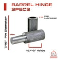 thumbnail image 3 of 8 Pack - 2” Weldable Barrel Hinges – 2 Inch x 5/8 Inch – Heavy Duty Steel – Weld On Bullet Door Hinges, 3 of 6