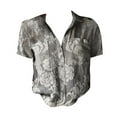 thumbnail image 4 of Bovemsi Women Cotton Shirt Printed Fashion Down Shirts Casual Tops Short Sleeve Blouse, Gray Women's Summer Shirts, M, 4 of 4