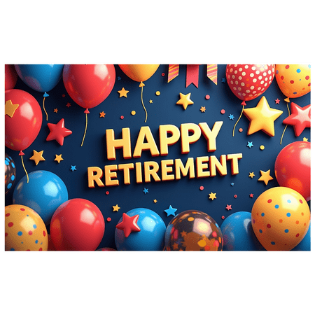 LUUFILx Retirement Backdrop Banner Blue Balloons Stars Decoration Party Supplies Celebration Background Happy Retirement New Journey Photography Props Decorations