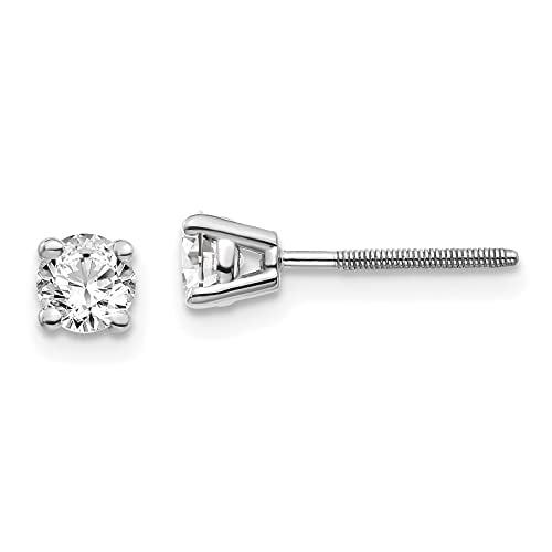 14K White Gold .50ct SI3 G-I Diamond Stud Thread On and Off Post Earrings