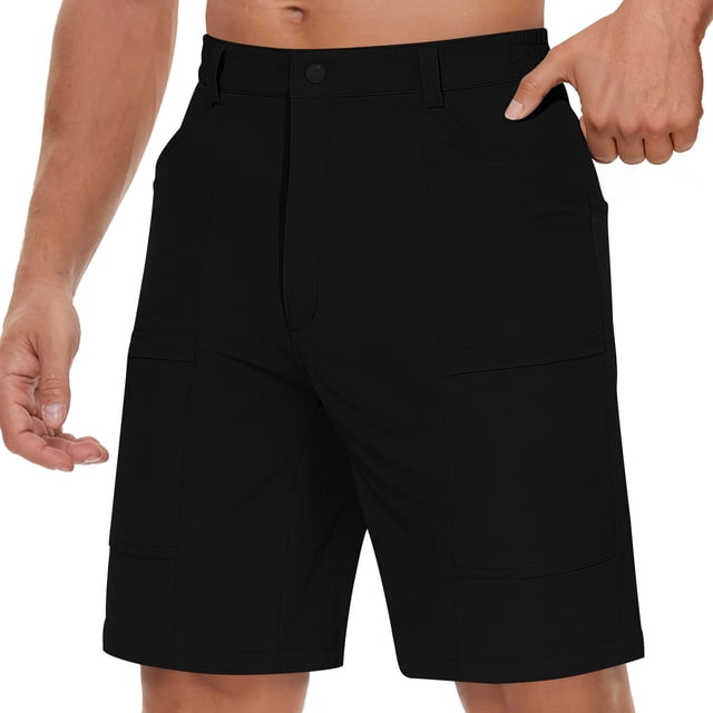 FRSASU Shorts Cargo Polyvalents d'Été pour Hommes, Shorts Athlétiques de Randonnée Décontractés Unis de Base avec Poches Noir