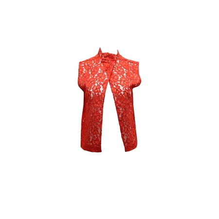 Pre-Owned Sandro Paris Sleeveless Lace Blouse in Red Silk