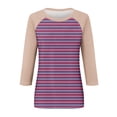 thumbnail image 4 of Women's Casual Striped 3/4 Sleeve Tee Comfort Fit Crewneck T-Shirt Soft Breathable Everyday Wear Stylish Top, 4 of 5