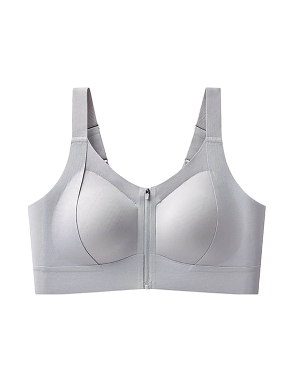 Zip Front Closure Bras for Women Wireless Full Coverage Seamless Everyday Support Bras