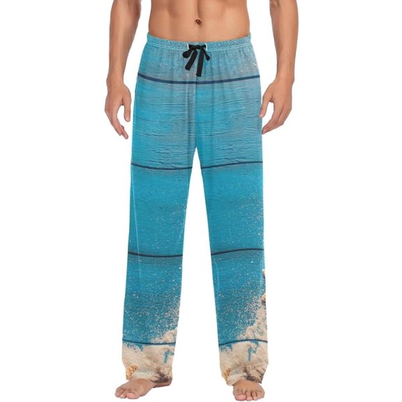 Summer Starfish Blue Wooden Ghost Pajama Pants, Men's Lounge Pants Light with Drawstring and Pockets, Christmas New Year Birthday Father's Day Gifts, X-Large