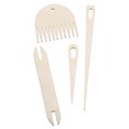 thumbnail image 1 of Uxcell Hand Loom Stick Set, 4pcs Knitting Tools Including Wood Weaving Crochet Needle Wooden Shuttle Wood Weaving Comb, 1 of 5