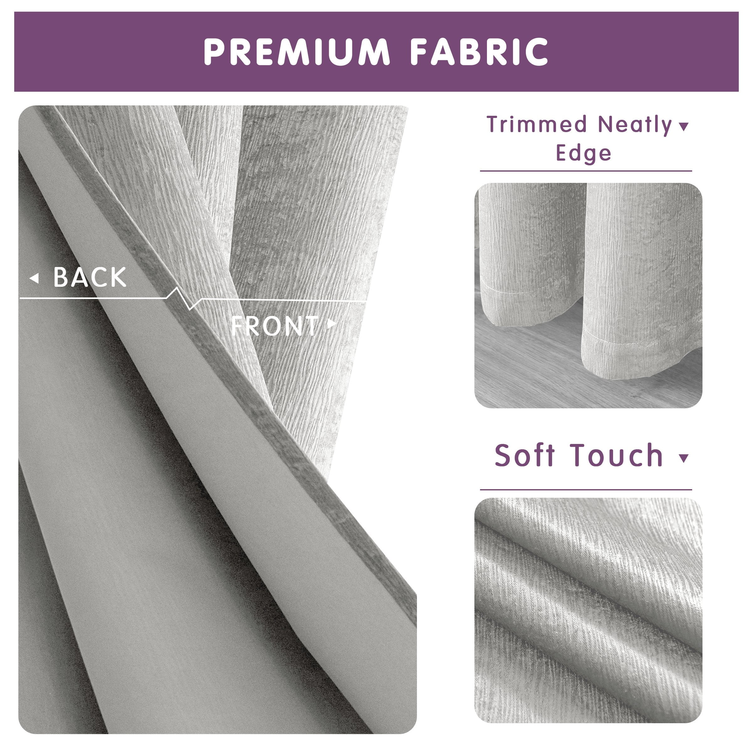 Subrtex Blackout Curtains 2 Panels Room Darkening Grommet Drapes, Greyish White, 52"x 63"