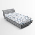 thumbnail image 2 of Ambesonne Leaf Print Fitted Sheet, Modern Minimalist Leafy, Twin XL Size, Sea Blue and Pale Grey, 2 of 5