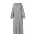 thumbnail image 4 of Women's Long Sleeve Hooded Dress - Drawstring, V Neck, Loose Fit - Spring Autumn Casual Wear, 4 of 8