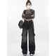 thumbnail image 5 of 2024 Nuevos pantalones vaqueros negros de pierna ancha con múltiples bolsillos de estilo callejero americano para mujer, monos rectos sueltos de estilo hip-hop Y2K para parejas, ropa de calle, 5 of 5