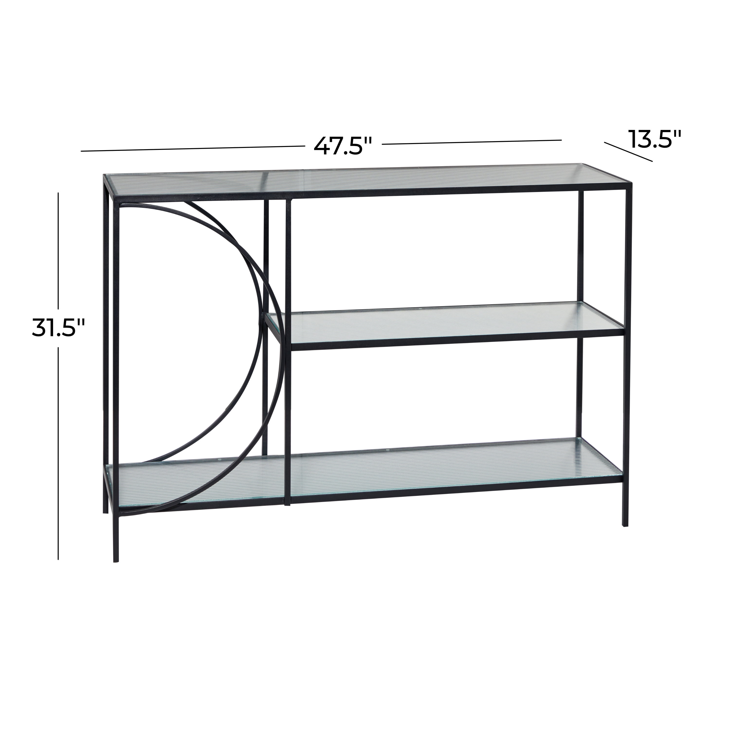 DecMode 32" x 48" Black Metal Industrial Console Table