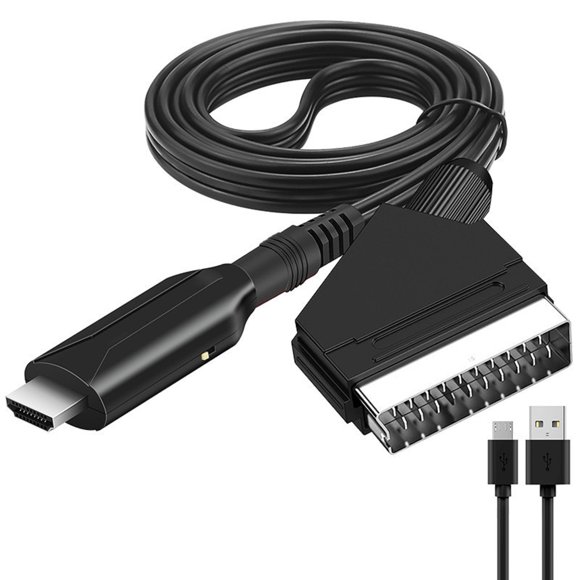 GUYUTING Câble de Remplacement Interface Multimédia HD vers SCART Conversion Facile pour Systèmes PAL et NTSC pour Utilisation en Cinéma Maison