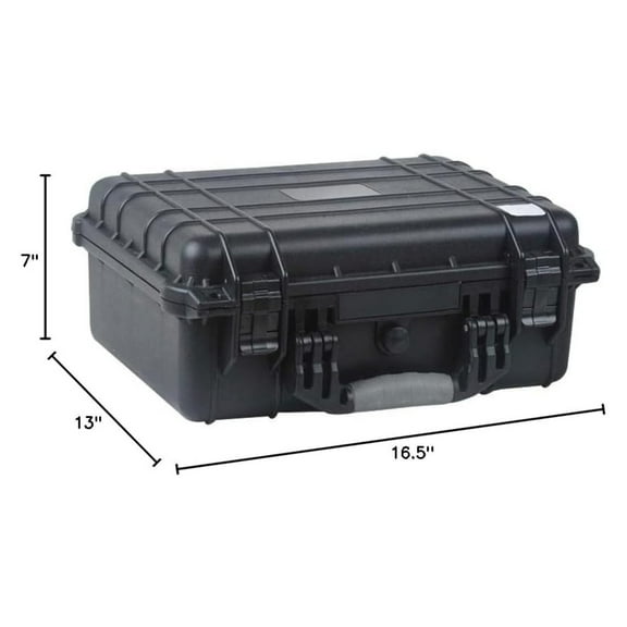17" Black Weatherproof Equipment Case, made of Polypropylene Plastic with Foam Insert, 16.5" X 14" X 7"
