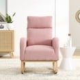 thumbnail image 3 of Modern Rocking Chair for Nursery,Accent Glider Chair with High Backrest & Two Side Pockets & Solid Wood Legs,Pink Teddy, 3 of 7