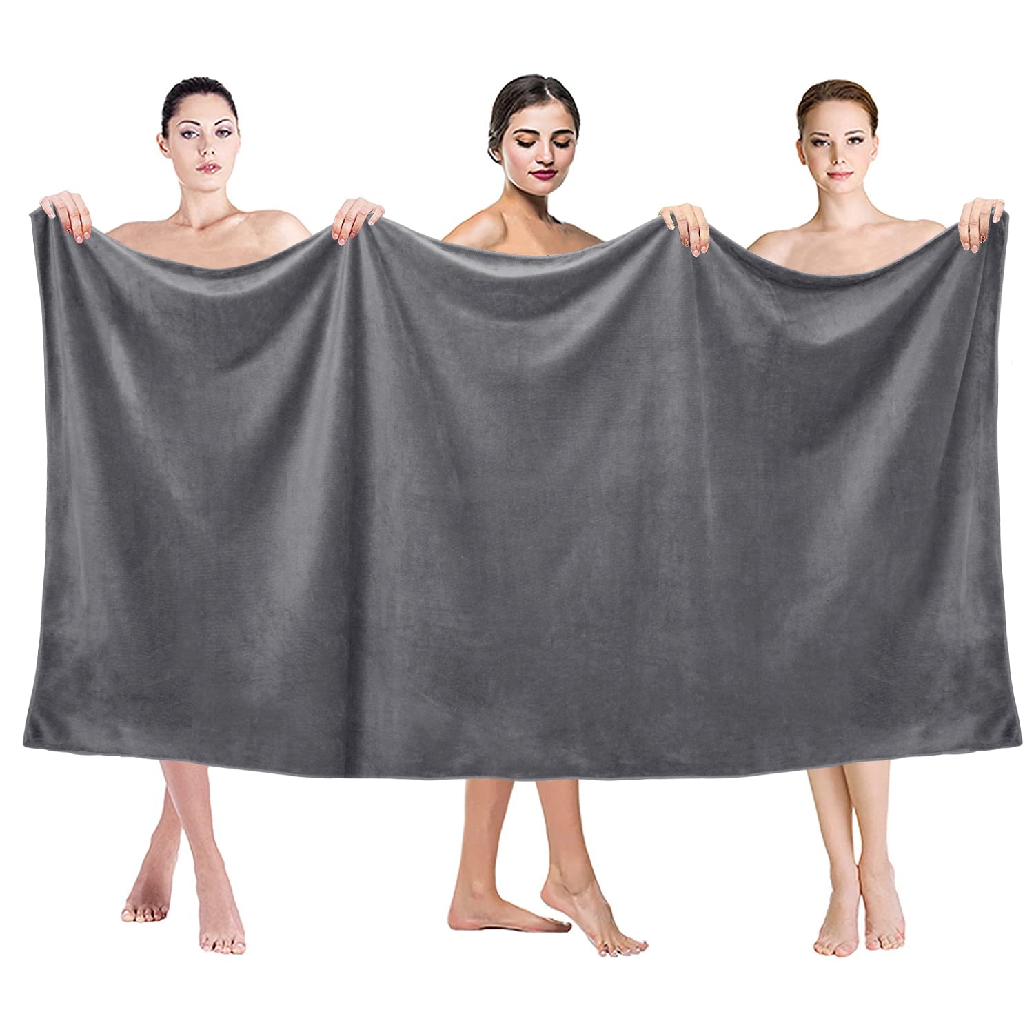NC Microfiber Bath Towels 2 Pack Towel Sets (40" x 80") - Extra Absorbent, Fast Drying, Grey