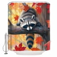 thumbnail image 2 of Fall Raccoon Animal Waterproof Fabric Shower Curtain, Orange Red Autumn Maple Leaf Shower Curtain for Bathroom Curtains Bathtubs Hotel Washable Shower Curtains with 12 Hooks Extra Long 72x84, 2 of 6