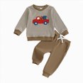 thumbnail image 4 of NOLDARES Baby Boy Fall Winter Clothes Toddler Kids Color Blocking Outfits Long Sleeve Sweatshirt Tops + Joggers Pants Set Size:2-3 Y,Coffee, 4 of 4