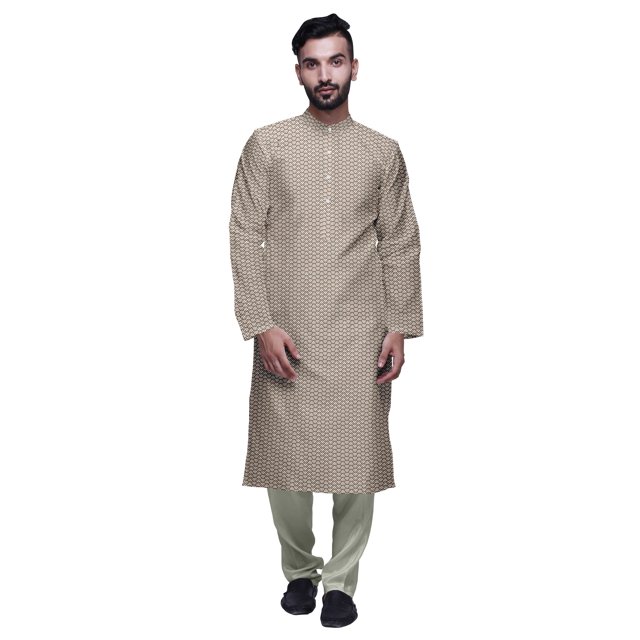 Atasi Kurta Décontractée à Col Chinois Imprimé avec Churidar pour Hommes