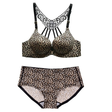 

Lace Lingerie for Women Women Sexy Fashion Leopard Print Beautiful Back Lace Bra Non-marking Bra Suit Satin Christmas Lingerie Lace Mesh Lingerie Sexy Sets Christmas Lingerie for Women Sexy