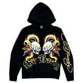 thumbnail image 2 of Ed Hardy Men's Hoodie Dragon Skull Gold Metallic Foil Fleece Pullover Sweatshirt (Large, Black), 2 of 3
