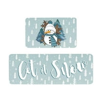 KOYPTL Christmas Kitchen Rugs and Mats Set of 2,Merry Christmas Xmas Tree Non Slip Waterproof Kitchen Floor Rugs,Buffalo Plaid Low-Profile Desk Mat for Kitchen Indoor Home Decor(16*24 16*48 Inch)