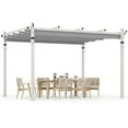 thumbnail image 1 of Gymax 12' x 10' Outdoor Pergola w/ Retractable Canopy Aluminum Frame Anchors Patio Grey, 1 of 10
