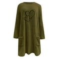 thumbnail image 4 of lcziwo Womens Sherpa Pullover Winter Fuzzy Fleece Sweatshirts Cute Heart Print Crewneck Thermal Sweatshirt Loose Comfy Loungewear Tunic Tops with Pockets Army Green XXL, 4 of 6