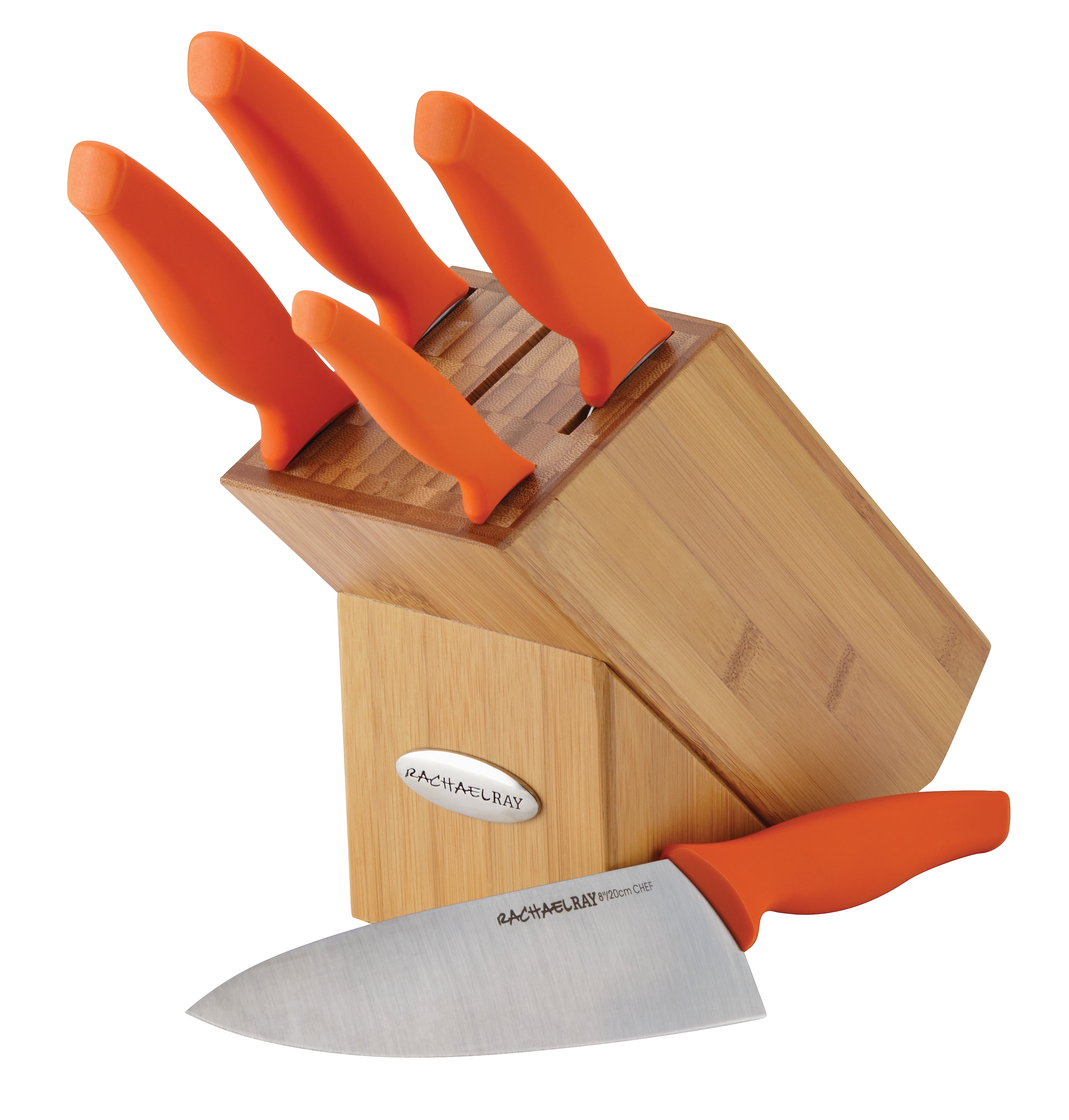 Uncategorized Rachael Ray Kitchen Appliances rachael ray cutlery 6 piece japanese stainless steel knife block set with orange handles walmart com