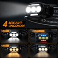 thumbnail image 2 of 2 faros delanteros de 1100 lúmenes recargables por USB con sensor LED de 7 modos con luz roja ajustable 90° IP4 impermeable para correr y acampar, 2 of 5