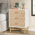thumbnail image 5 of Finmind 3-Drawer Nightstand, Modern Mid Century Stand with Gold Metal Legs, White & Brown, 5 of 6