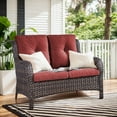 thumbnail image 2 of Bellefurn Outdoor Patio Wicker Loveseat,Outdoor Furniture 2 Seater Wicker Sofa with Removble Cushion for Porch Backyard Deck Poolside Garden, 2 of 7