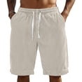 thumbnail image 3 of Men's Corduroy Shorts Elastic Waist Drawstring Cargo Short Multi-Pocket Lightweight Summer Casual Beach Shorts Brown 3XL, 3 of 3