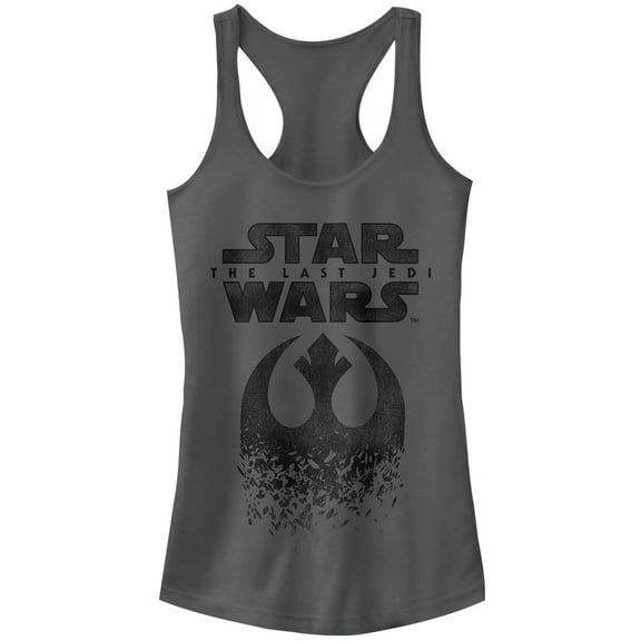 Junior's Star Wars The Last Jedi Rebel Logo Fleck  Racerback Tank Top Charcoal X Large