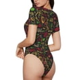 thumbnail image 2 of Vsdgher Doodle Barbeque 1 Prinr Short Sleeve Body suit for Womens, Sexy Onesie One Piece Round Neck Bodysuit Shapewear Tummy Control-Large, 2 of 7