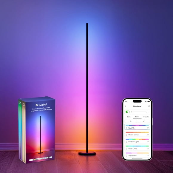 Nanoleaf Matter Smart Floor Lamp, LED Standing Lamps Work with Alexa, Music Sync Corner Lamp,16 Million Colors, 1700lm RGBTW Floo