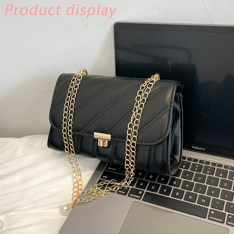 Crossbody Bags for Women Small Handbags PU Leather Shoulder Bag Ladies  Purse Evening Bag Quilted Satchels with Chain Strap,black，G168333