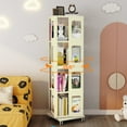 thumbnail image 6 of Tcbosik 4 Tier Rotating Bookshelf with Wheels, Metal Spinning Bookcase, Revolving Storage Tower, Display Rack Organizer for Bedroom, Living Room, Yellow, 6 of 9