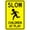 Warning Sign 2, variant on Slow Children At Play With Kids Playing Image Warning Sign - 8"x12" Retro Metal Caution Street Tin Sign, Residential Safety Decor for Business Home Wall Art
