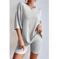 thumbnail image 1 of Women's Gray Plain Ribbed Loose Fit Two Piece Lounge Set, 1 of 4