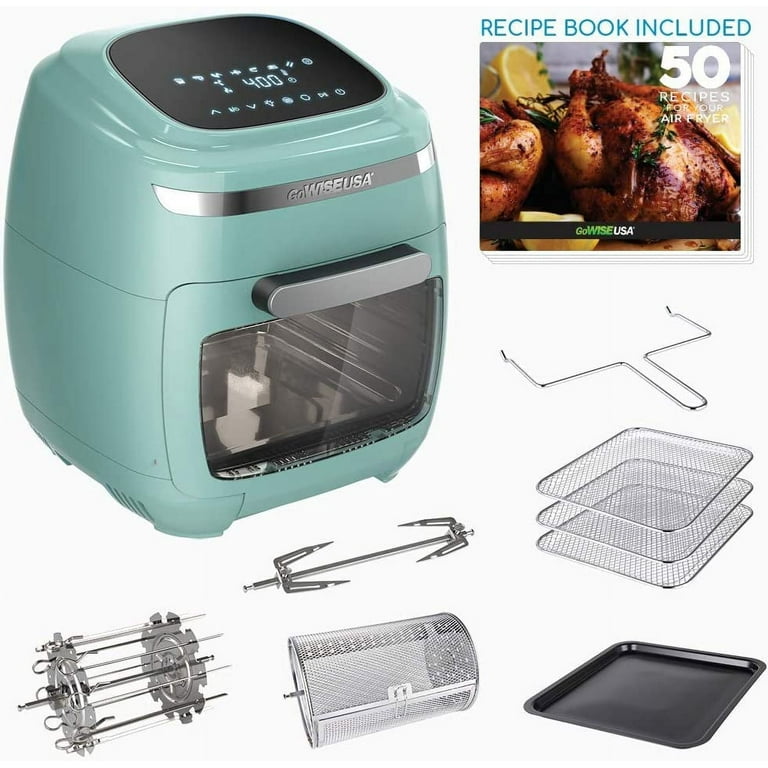 GoWISE USA GW22954 7-Quart Electric Air Fryer with Dehydrator& 3 Stackable  Racks, Digital Touchscreen with 8 Functions + Recipes, 7.0-Qt, Mint/Silver